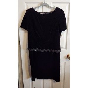 MAGGY LONDON Womens Sz 14P Evening Cocktail‎ Formal Velvet DRESS Black NWT